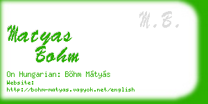 matyas bohm business card